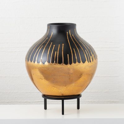 Anasazi Vessel on Stand - Gold Drops by Roger Thomas for Studio A Home