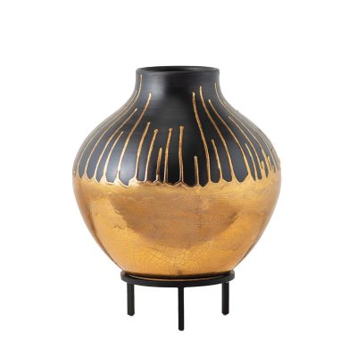 Anasazi Vessel on Stand - Gold Drops by Roger Thomas for Studio A Home