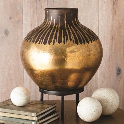 Anasazi Vessel on Stand - Gold Drops by Roger Thomas for Studio A Home